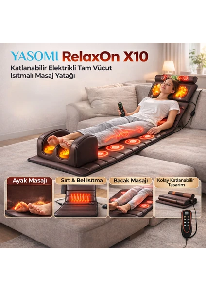 Relaxon X10 Katlanabilir Elektrikli Tam Vücut Isıtmalı Masaj Yatağı